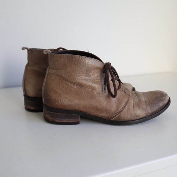 Lavorazione Artigiana Brown Leather Lace-Up Desert Ankle Boots, Size 6 - Picture 4 of 15